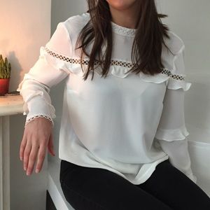 J Crew white ruffle blouse SALE